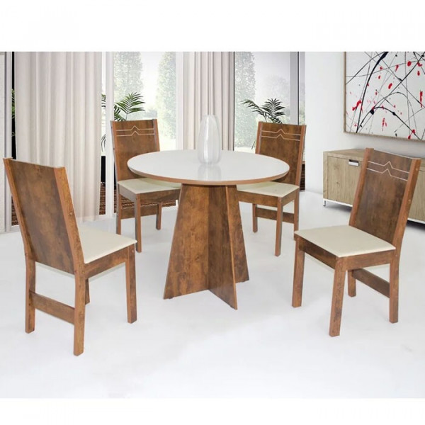 CJ MESA 4C SAO CARLOS ELANE REDONDA 90x90 BRONZE / OFF WHITE