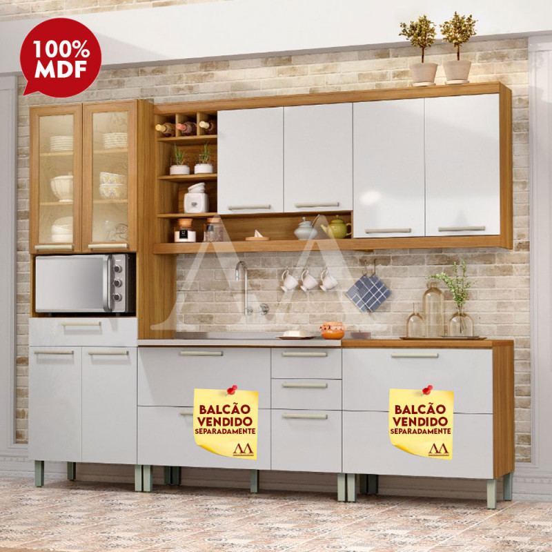 COZINHA NESHER BURGUESA PREMIUM COMPACTA FREIJO / BRANCO 500586