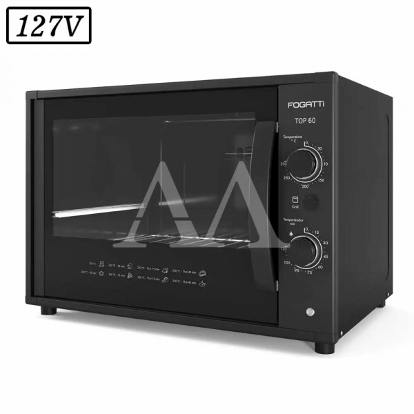 FORNO ELETRICO FOGATTI TOP 60 60L 127V PRETO