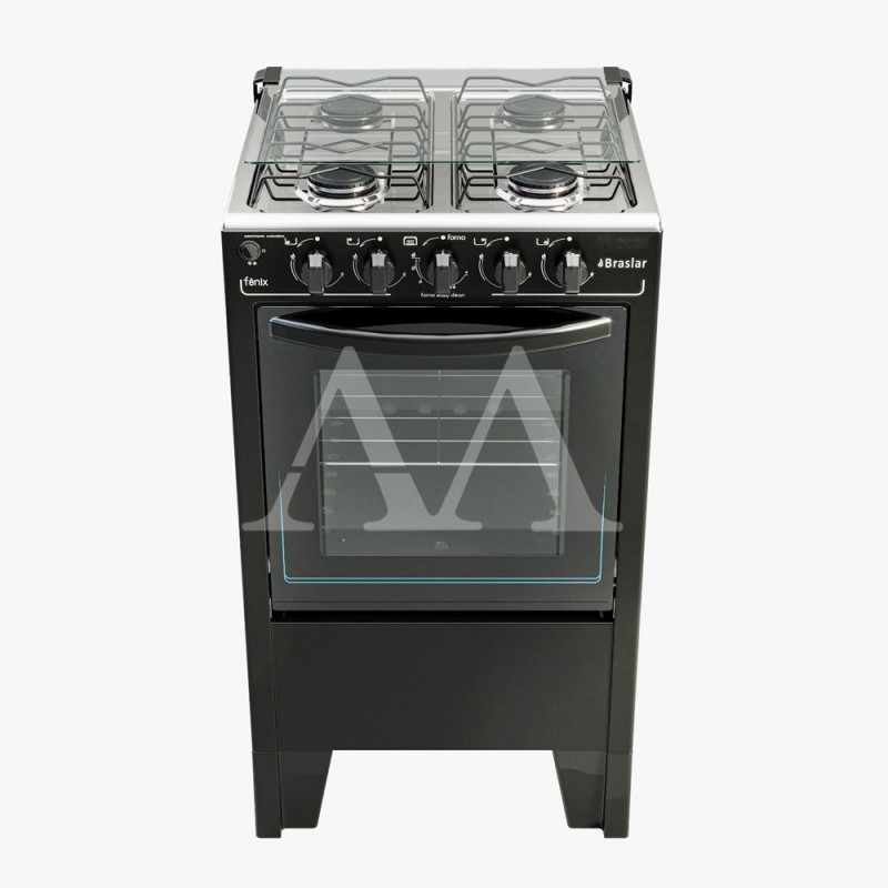 FOGAO 4B BRASLAR PISO FENIX PLUS AUTOMATICO BLACK